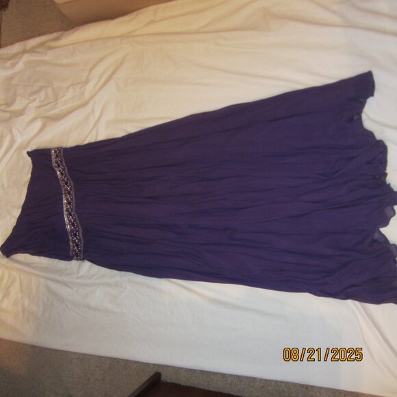 Purple Beaded One Shoulder Evening Dress - Picture 3 of 3
